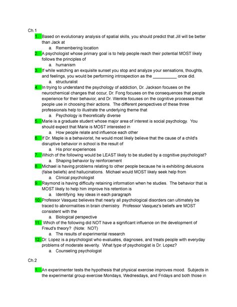psychology 101 practice tests.